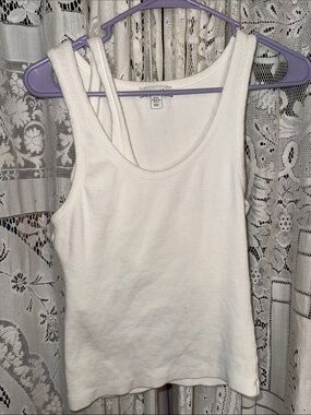 Topshop White Ribbed Tank Top